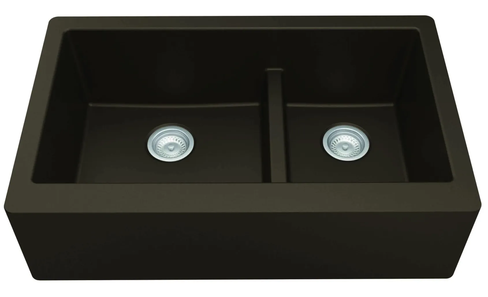 Karran 34" Quartz Composite Farmhouse Sink, 60/40 Double Bowl, Brown, QA-760-BR