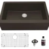 Karran 34" Quartz Composite Farmhouse Sink, Brown, QA-740-BR-PK1