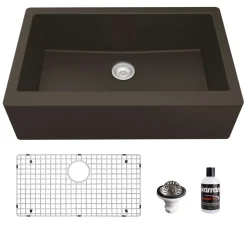 Karran 34" Quartz Composite Farmhouse Sink, Brown, QA-740-BR-PK1
