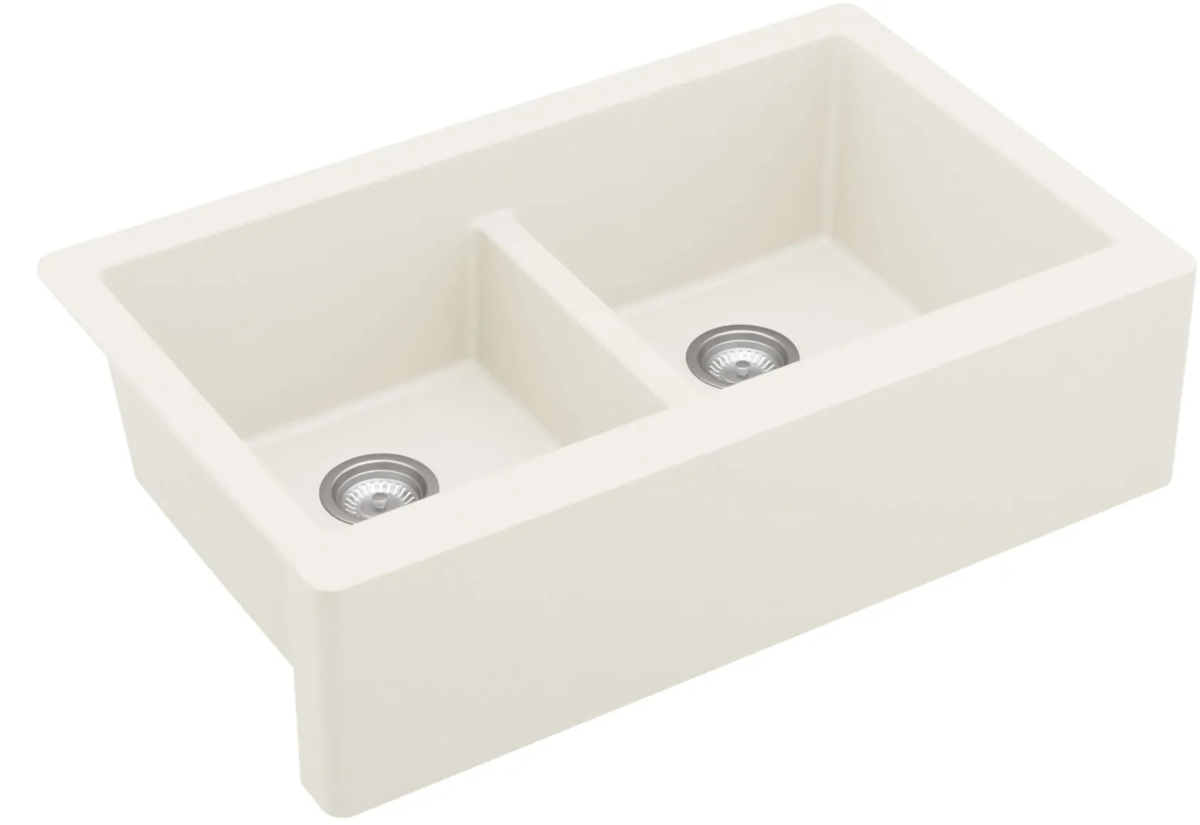 Karran 34" Quartz Composite Farmhouse Sink, 50/50 Double Bowl, White, QA-750-WH-PK1