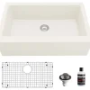 Karran 34" Quartz Composite Farmhouse Sink, White, QA-740-WH-PK1
