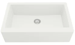 Karran 34" Quartz Composite Farmhouse Sink with Matte Black Faucet and Accessories, White, QA740WH220MB
