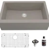 Karran 34" Quartz Composite Farmhouse Sink, Concrete, QA-740-CN-PK1