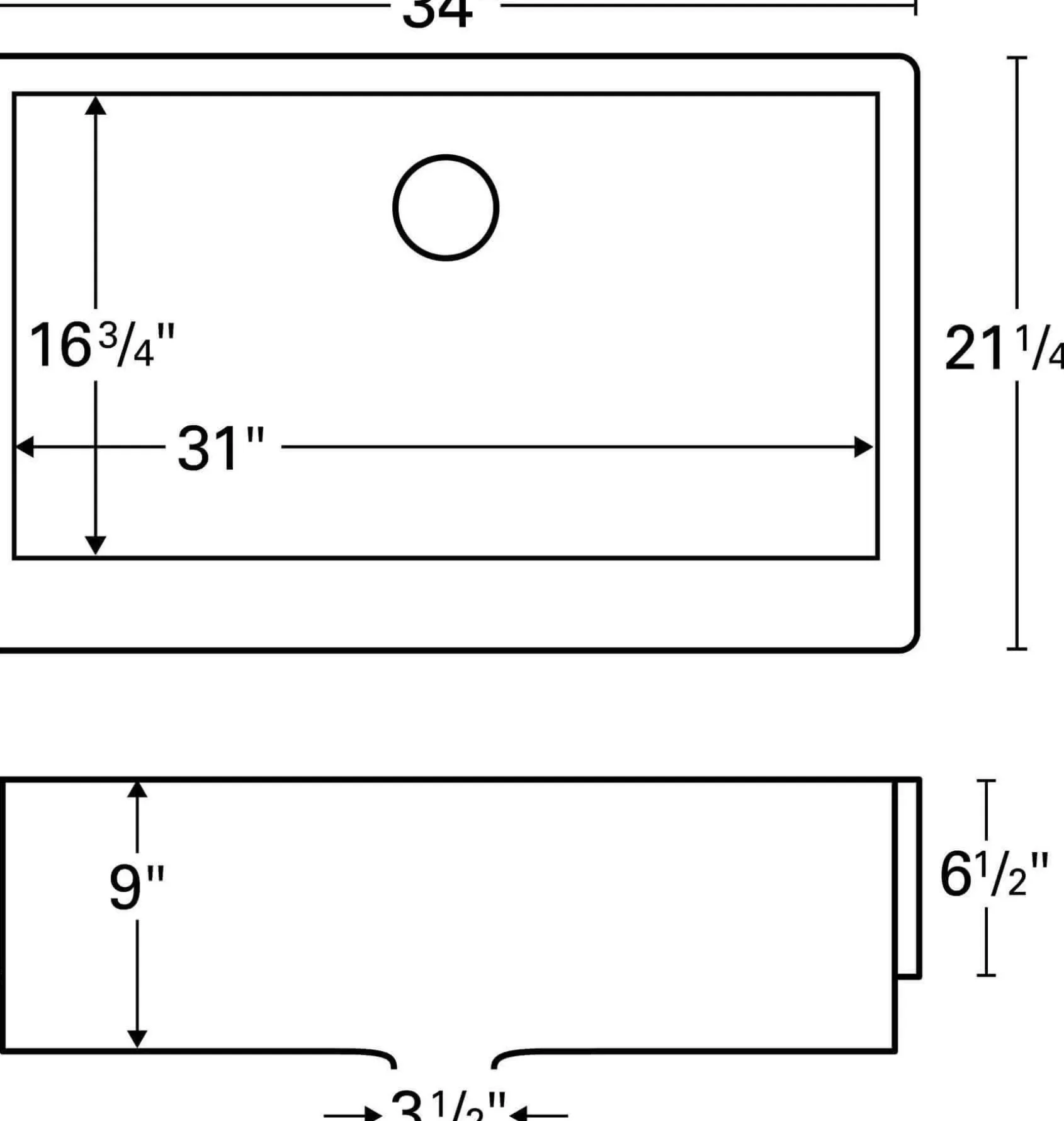 Karran 34" Quartz Composite Retrofit Farmhouse Sink, Grey, QAR-740-GR
