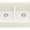 Karran 34" Quartz Composite Retrofit Farmhouse Sink, 50/50 Double Bowl, White, QAR-750-WH