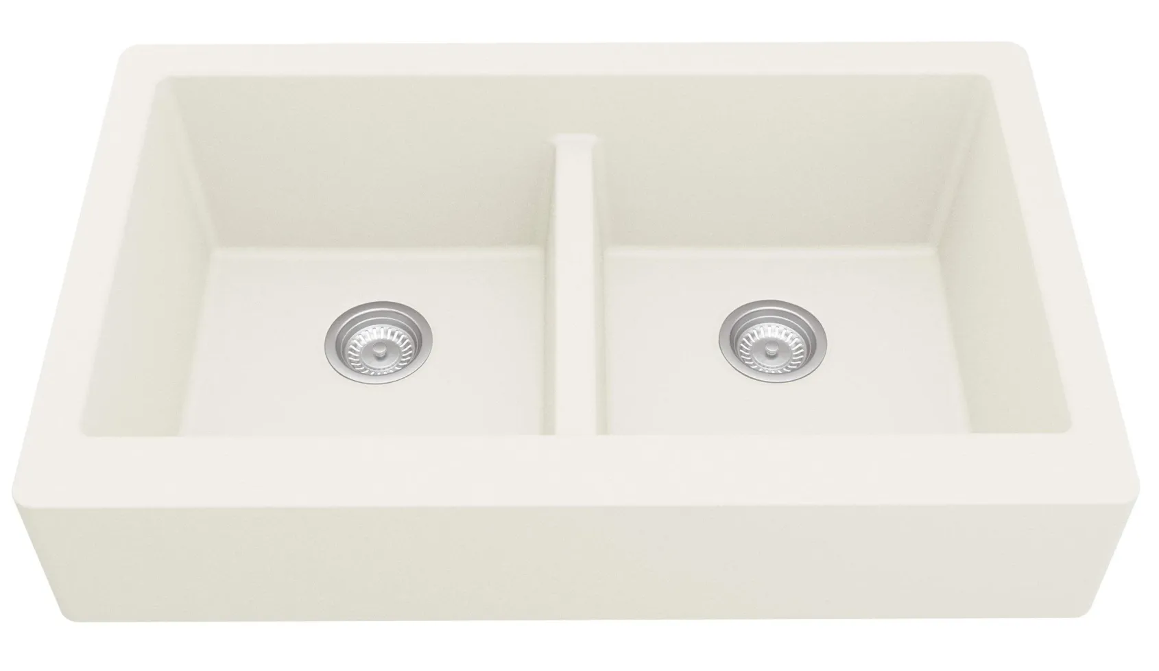 Karran 34" Quartz Composite Retrofit Farmhouse Sink, 50/50 Double Bowl, White, QAR-750-WH