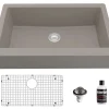 Karran 34" Quartz Composite Retrofit Farmhouse Sink, Concrete, QAR-740-CN-PK1