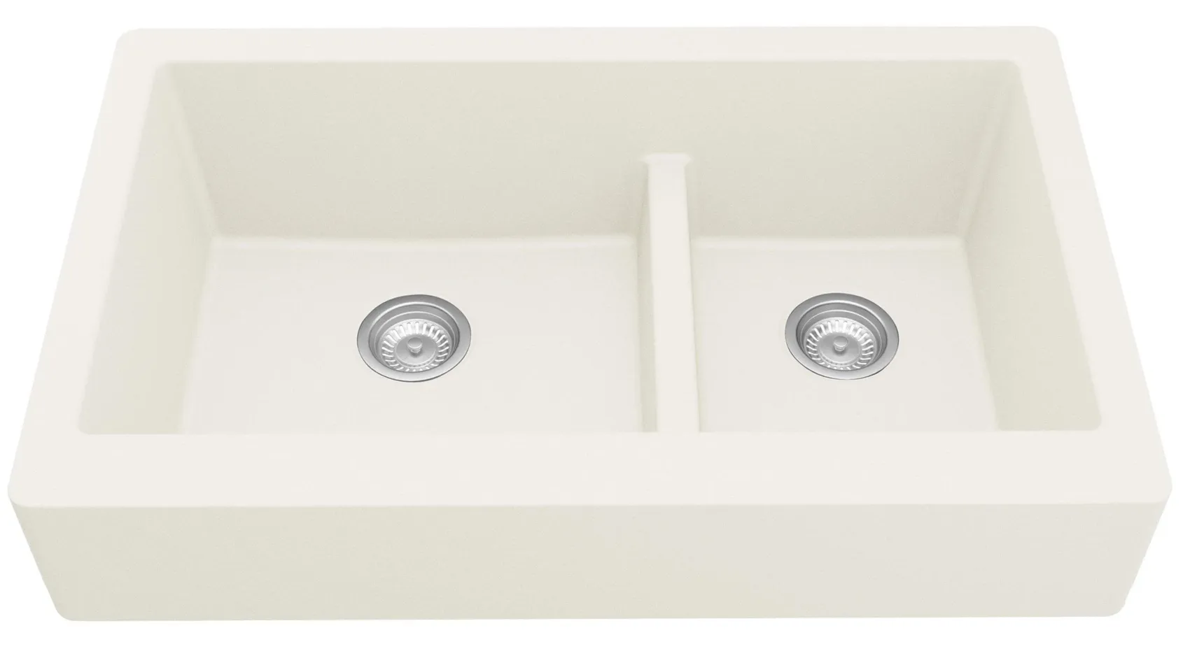 Karran 34" Quartz Composite Retrofit Farmhouse Sink, 60/40 Double Bowl, White, QAR-760-WH