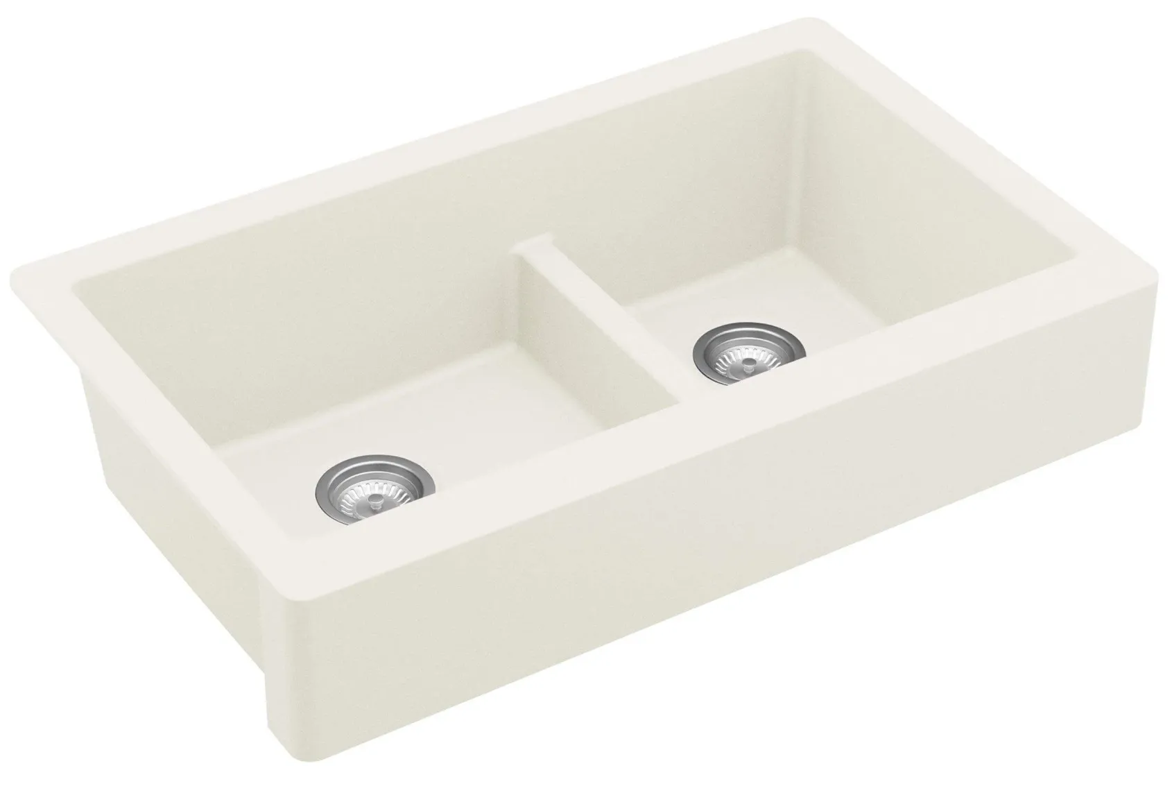 Karran 34" Quartz Composite Retrofit Farmhouse Sink, 60/40 Double Bowl, White, QAR-760-WH