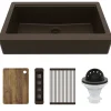 Karran 34" Quartz Composite Retrofit Workstation Farmhouse Sink, Brown, QARWS-740-BR-PK2