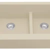 Karran 34" Quartz Composite Retrofit Farmhouse Sink, 60/40 Double Bowl, Bisque, QAR-760-BI