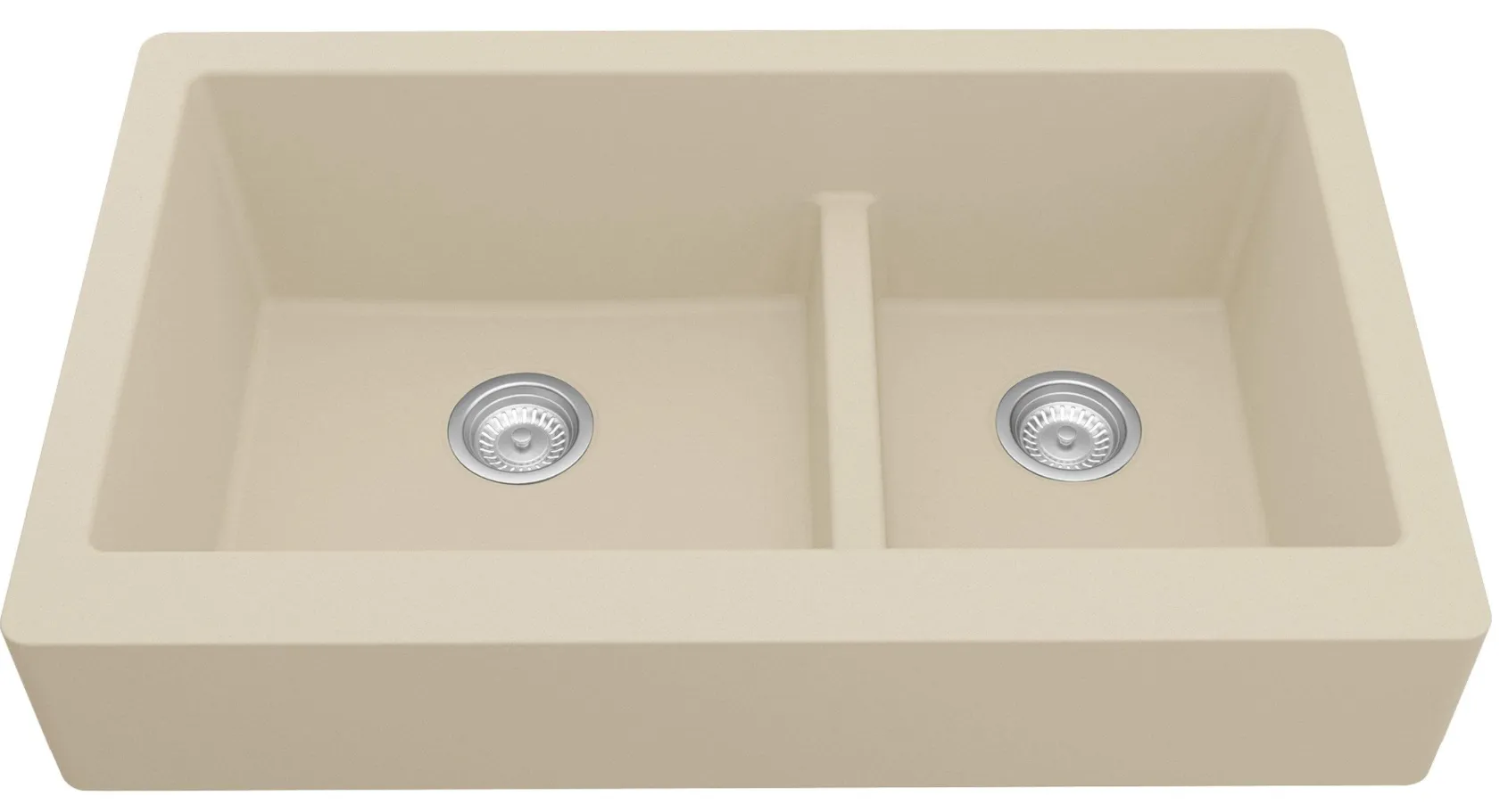 Karran 34" Quartz Composite Retrofit Farmhouse Sink, 60/40 Double Bowl, Bisque, QAR-760-BI