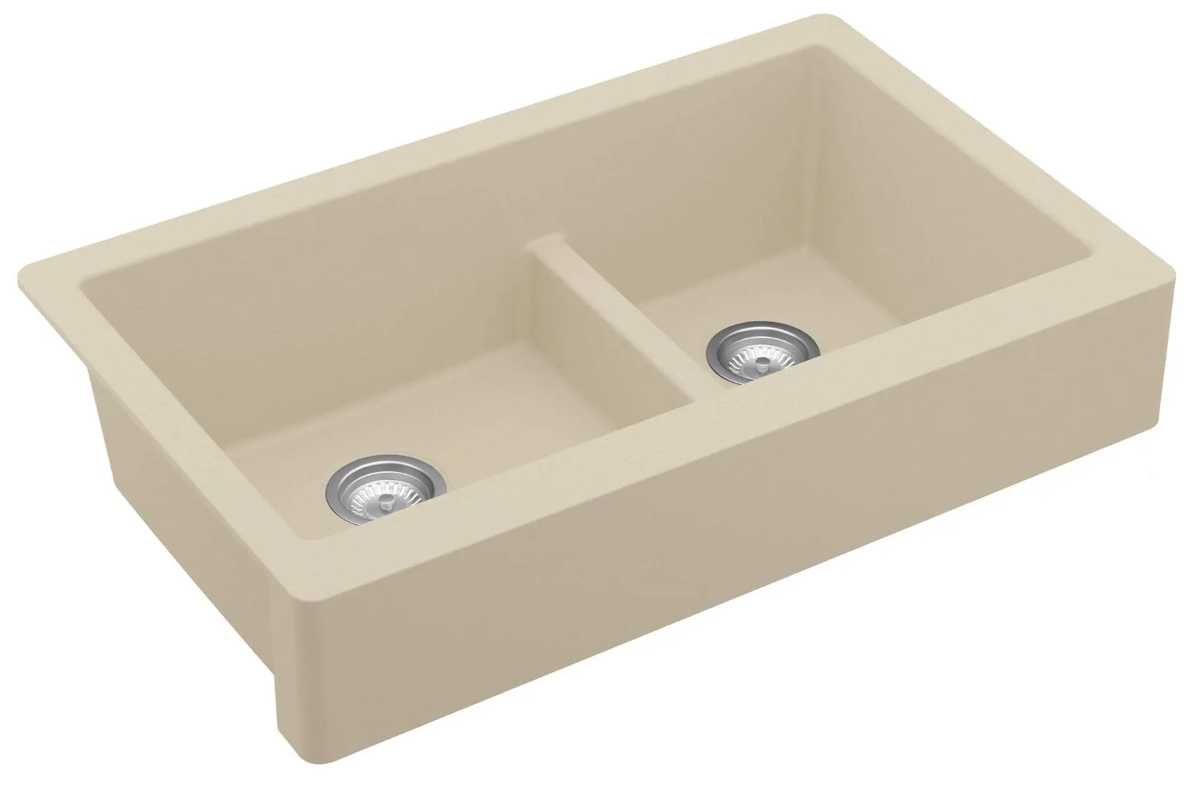 Karran 34" Quartz Composite Retrofit Farmhouse Sink, 60/40 Double Bowl, Bisque, QAR-760-BI