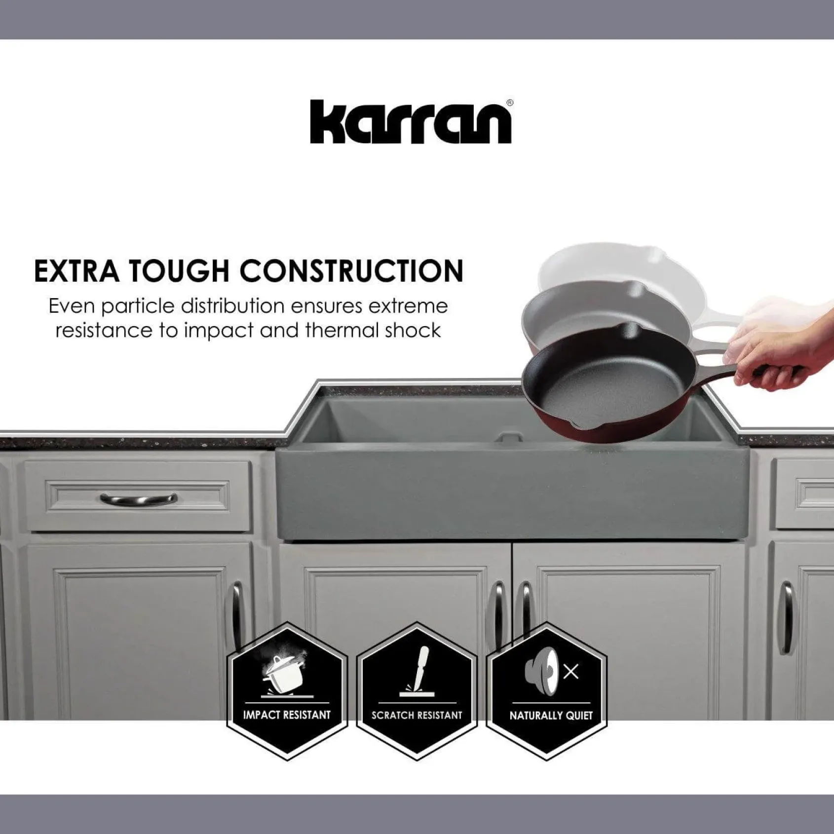 Karran 34" Quartz Composite Retrofit Farmhouse Sink, 60/40 Double Bowl, Bisque, QAR-760-BI