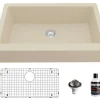 Karran 34" Quartz Composite Retrofit Farmhouse Sink, Bisque, QAR-740-BI-PK1