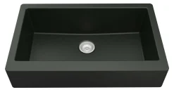 Karran 34" Quartz Composite Retrofit Farmhouse Sink, Black, QAR-740-BL-PK1