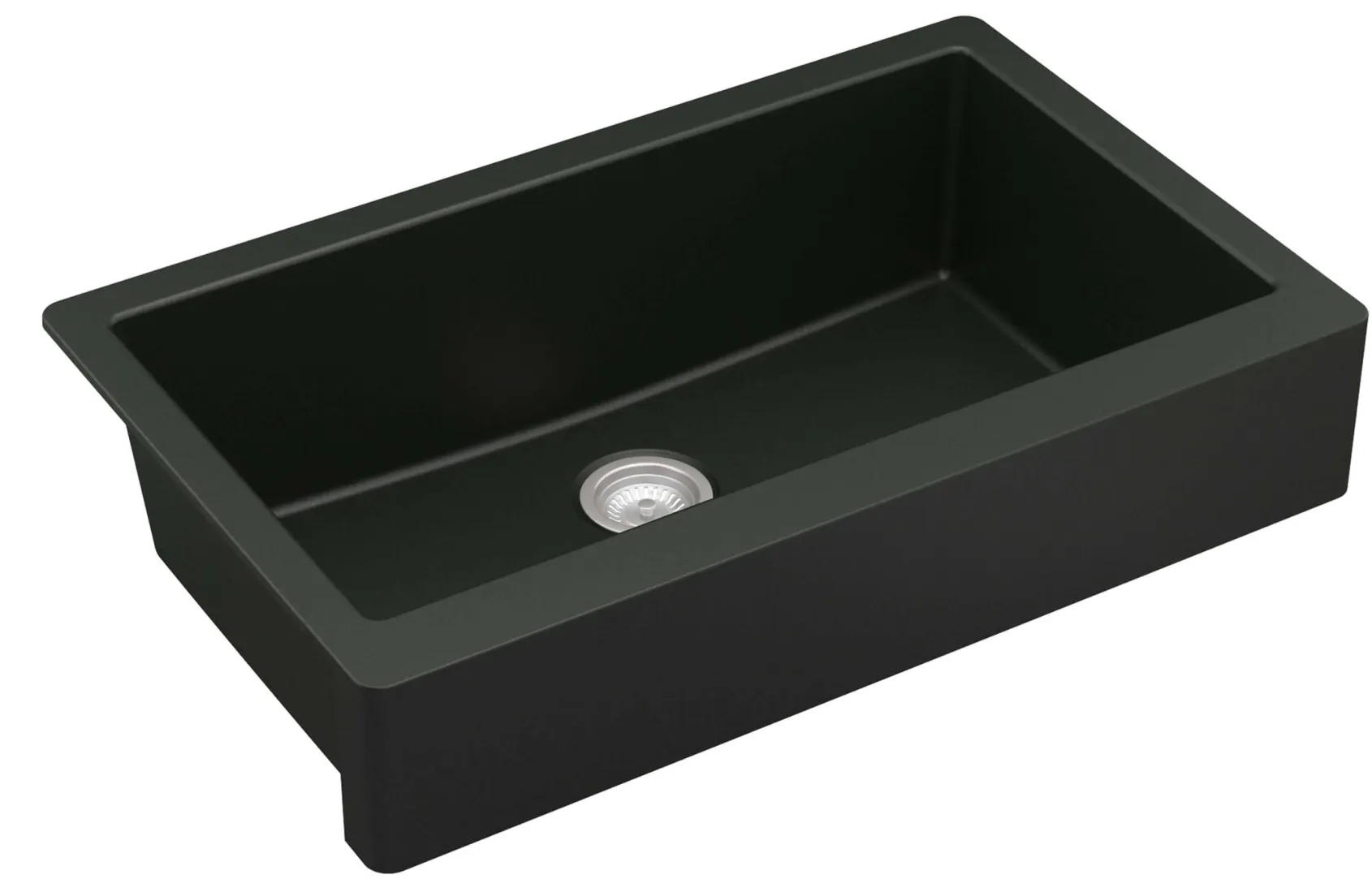 Karran 34" Quartz Composite Retrofit Farmhouse Sink, Black, QAR-740-BL-PK1