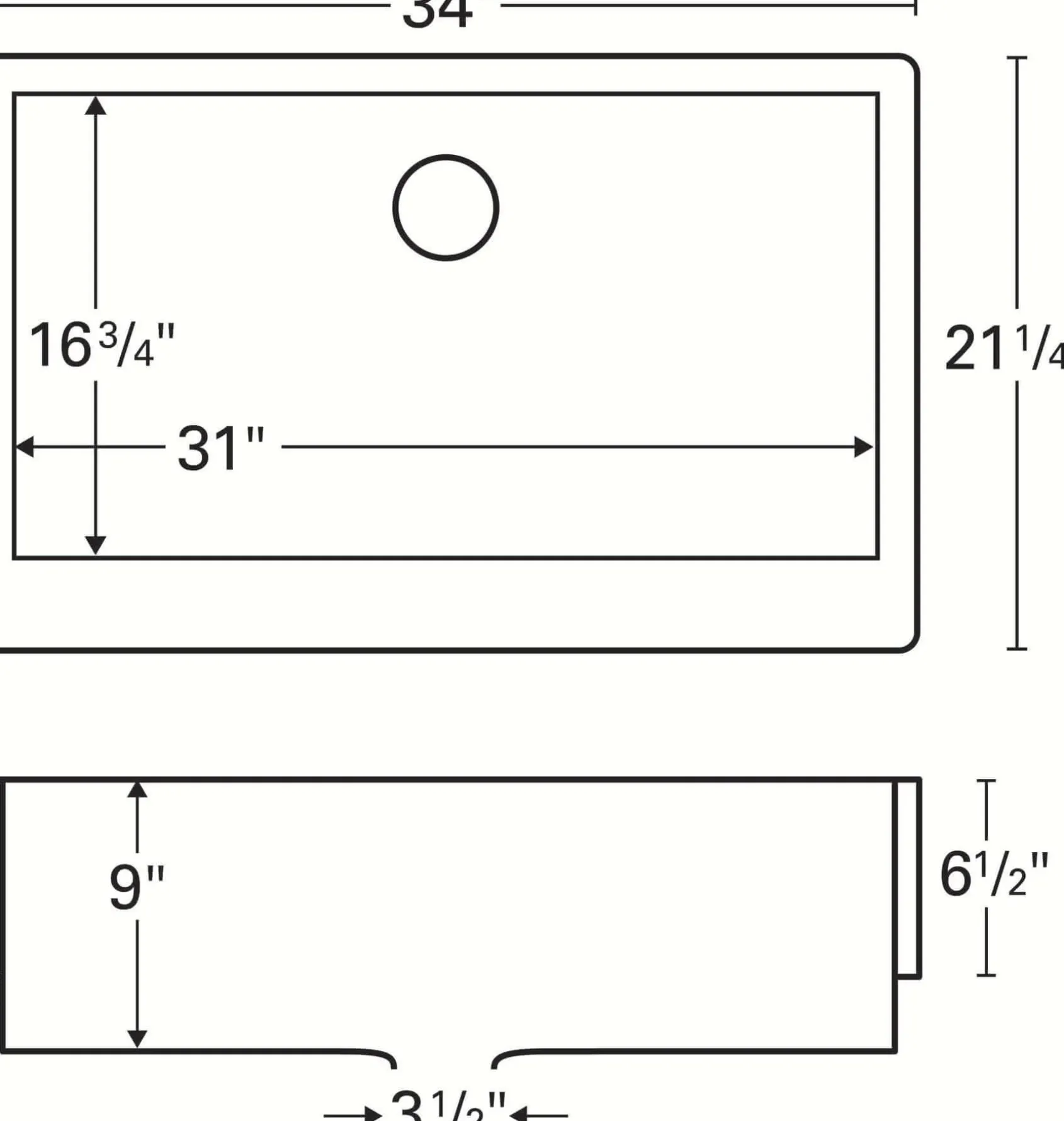 Karran 34" Quartz Composite Retrofit Farmhouse Sink, Black, QAR-740-BL-PK1