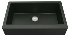 Karran 34" Quartz Composite Retrofit Farmhouse Sink, Black, QAR-740-BL