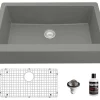 Karran 34" Quartz Composite Retrofit Farmhouse Sink, Grey, QAR-740-GR-PK1
