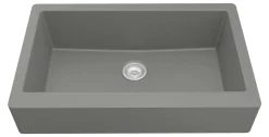 Karran 34" Quartz Composite Retrofit Farmhouse Sink, Grey, QAR-740-GR-PK1