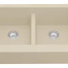 Karran 34" Quartz Composite Retrofit Farmhouse Sink, 50/50 Double Bowl, Bisque, QAR-750-BI