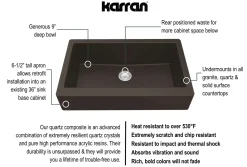 Karran 34" Quartz Composite Retrofit Farmhouse Sink, Brown, QAR-740-BR