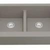 Karran 34" Quartz Composite Retrofit Farmhouse Sink, 50/50 Double Bowl, Concrete, QAR-750-CN