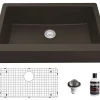 Karran 34" Quartz Composite Retrofit Farmhouse Sink, Brown, QAR-740-BR-PK1