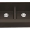 Karran 34" Quartz Composite Retrofit Farmhouse Sink, 50/50 Double Bowl, Brown, QAR-750-BR