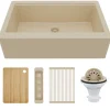 Karran 34" Quartz Composite Workstation Farmhouse Sink, Bisque, QAWS-740-BI-PK2