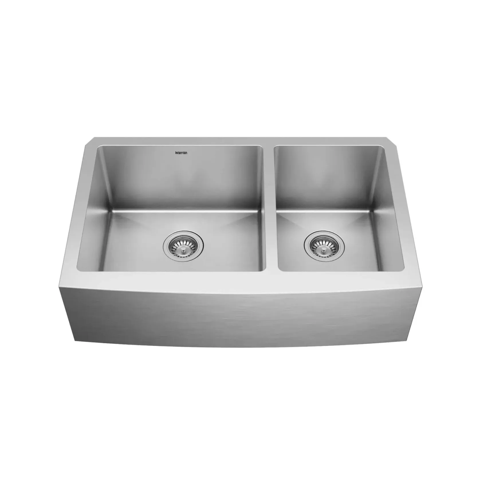 Karran 33" Stainless Steel Farmhouse Sink with Accessories, 60/40 Double Bowl, 16 Gauge, EL-86-PK1
