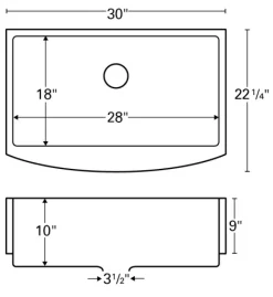 Karran 30" Stainless Steel Farmhouse Sink, 16 Gauge, EL-82-PK1