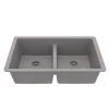 Karran 32" Undermount Quartz Composite Kitchen Sink, 50/50 Double Bowl, Grey, QU-810-GR