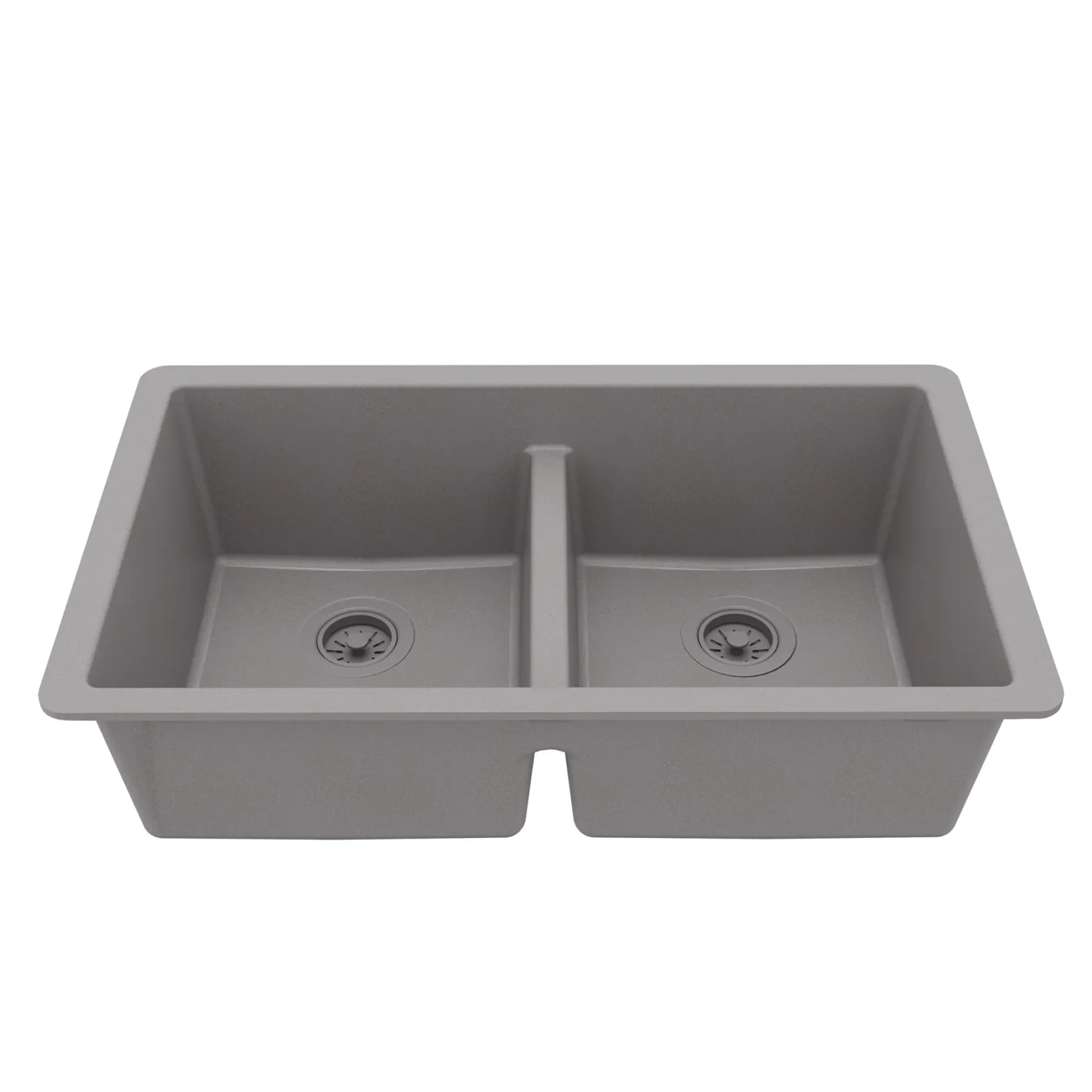 Karran 32" Undermount Quartz Composite Kitchen Sink, 50/50 Double Bowl, Grey, QU-810-GR