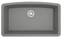 Karran 32" Undermount Quartz Composite Kitchen Sink, Grey, QU-712-GR-PK1
