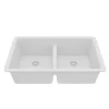 Karran 32" Undermount Quartz Composite Kitchen Sink, 50/50 Double Bowl, White, QU-810-WH