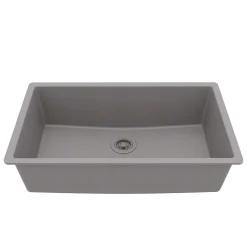 Karran 32" Undermount Quartz Composite Kitchen Sink, Grey, QU-812-GR