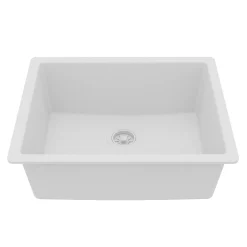 Karran 24" Undermount Quartz Composite Kitchen Sink, White, QU-820-WH