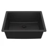 Karran 24" Undermount Quartz Composite Kitchen Sink, Black, QU-820-BL