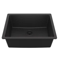 Karran 24" Undermount Quartz Composite Kitchen Sink, Black, QU-820-BL