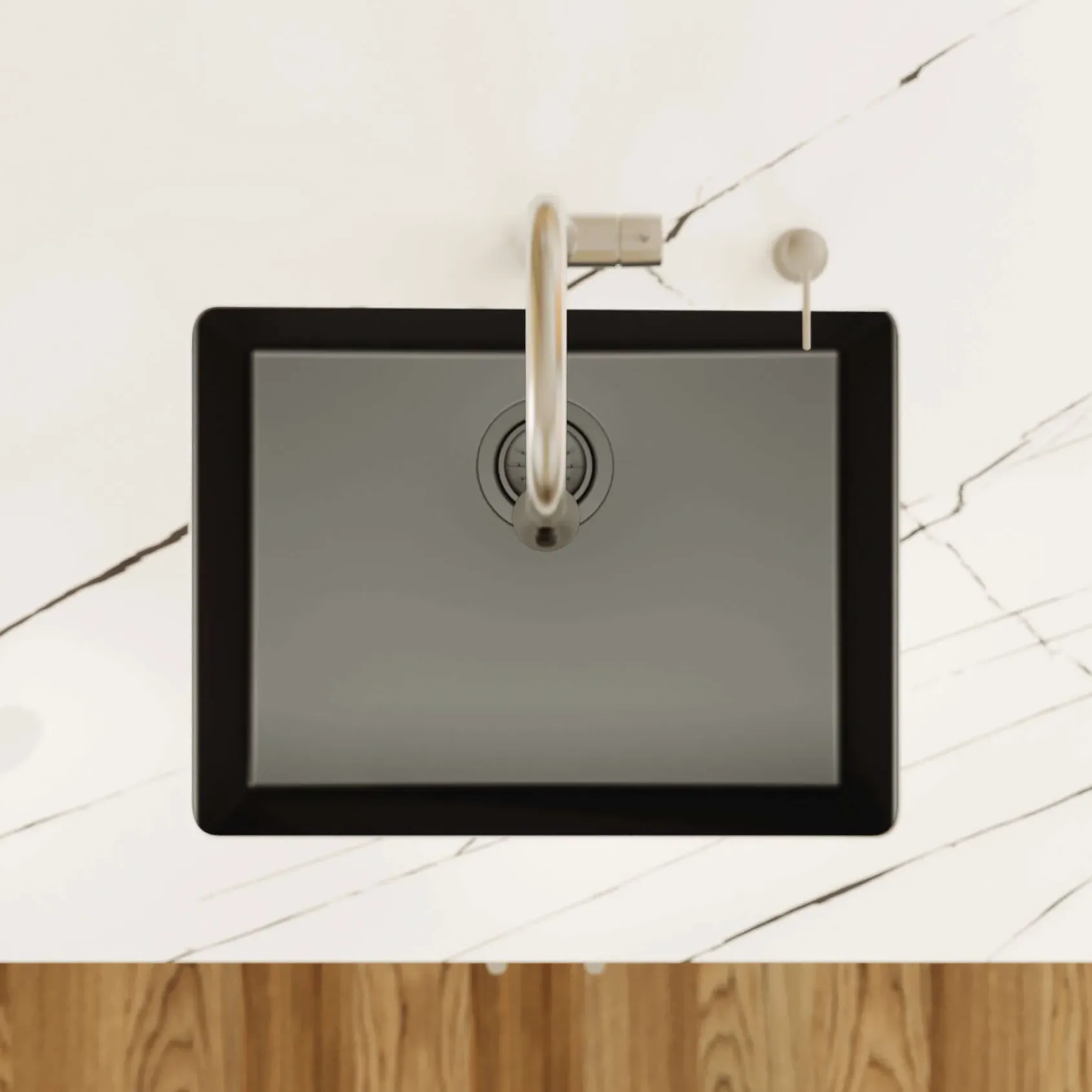 Karran 24" Undermount Quartz Composite Kitchen Sink, Black, QU-820-BL