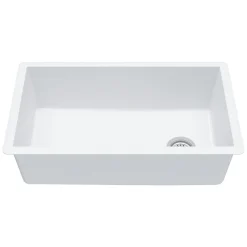 Karran 32" Undermount Quartz Composite Kitchen Sink, White, QU-670-WH