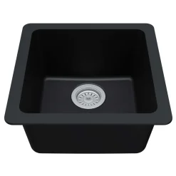 Karran 17" Undermount Quartz Composite Kitchen Sink, Black, QU-690-BL