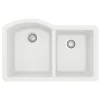 Karran 32" Undermount Quartz Composite Kitchen Sink, 60/40 Double Bowl, White, QU-610-WH