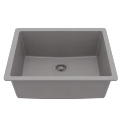 Karran 24" Undermount Quartz Composite Kitchen Sink, Grey, QU-820-GR