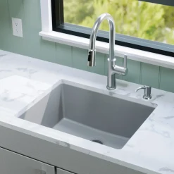 Karran 24" Undermount Quartz Composite Kitchen Sink, Grey, QU-820-GR