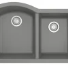 Karran 32" Undermount Quartz Composite Kitchen Sink, 60/40 Double Bowl, Grey, QU-610-GR