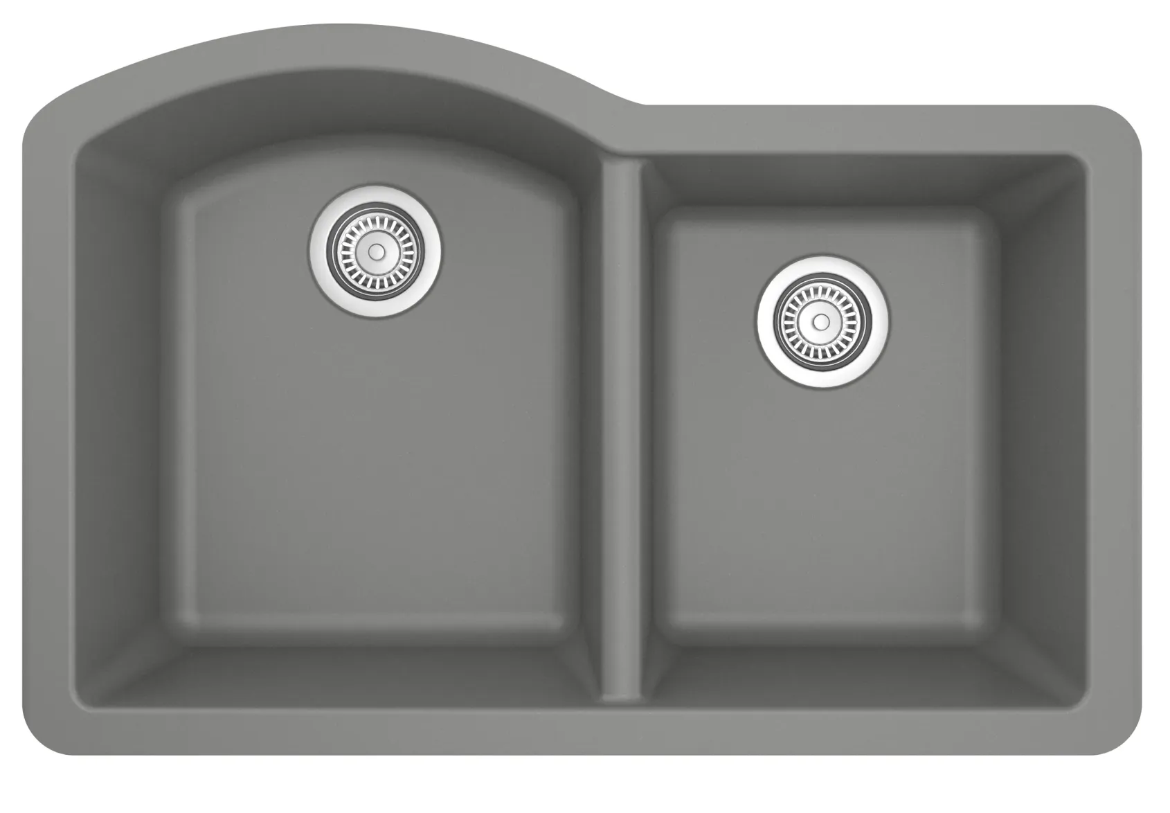 Karran 32" Undermount Quartz Composite Kitchen Sink, 60/40 Double Bowl, Grey, QU-610-GR