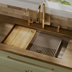 Karran 32" Undermount Quartz Composite Workstation Kitchen Sink, Concrete, QUWS-875-CN-PK2
